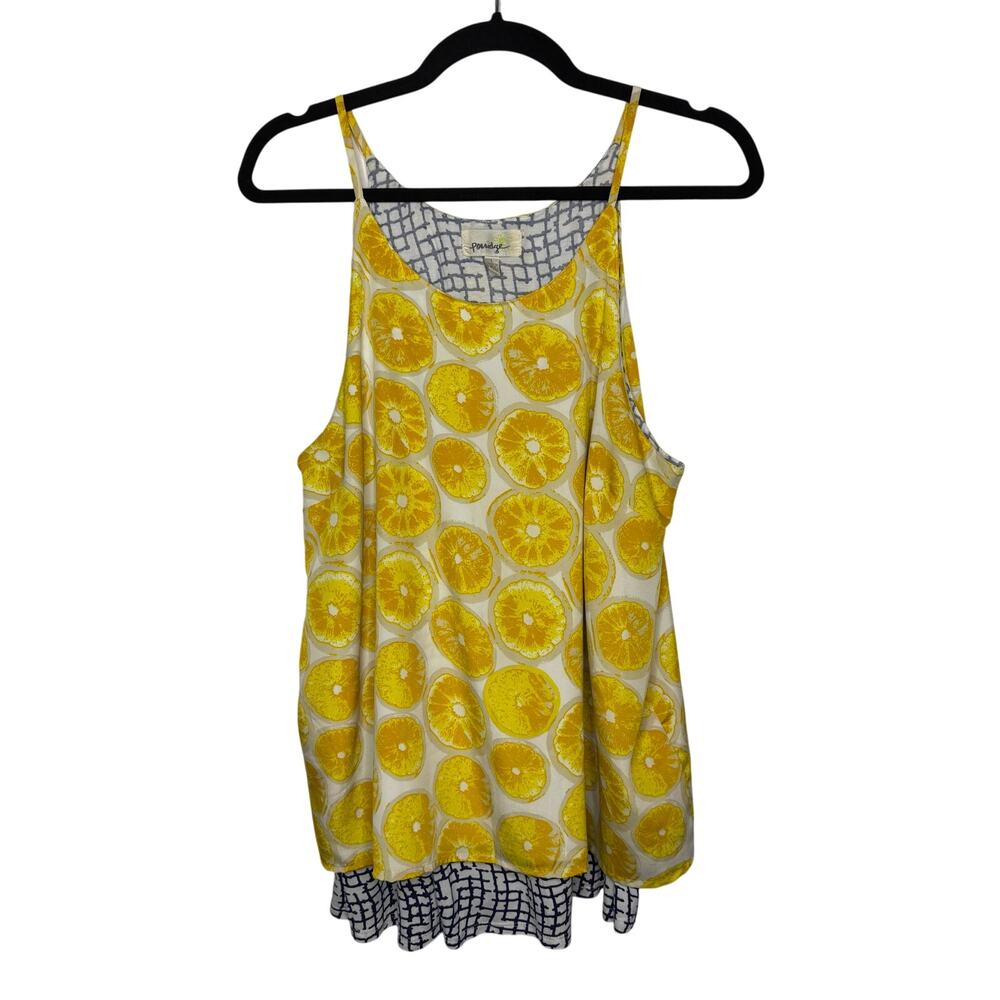 Porridge Womens Double Layer Split Back Lemon Top Size Large